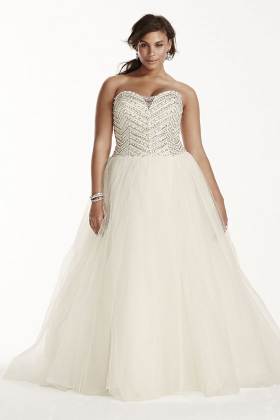 Jewel Tulle Plus Size Wedding Dress with Crystals 9WG3754 [9WG3754]