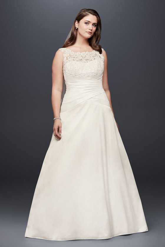 Illusion Lace and Taffeta Plus Size Wedding Dress Collection 9OP1332 [9OP1332]