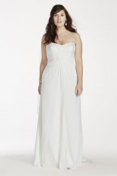 Crinkle Chiffon Strapless Plus Size Wedding Dress Collection 9WG3746
