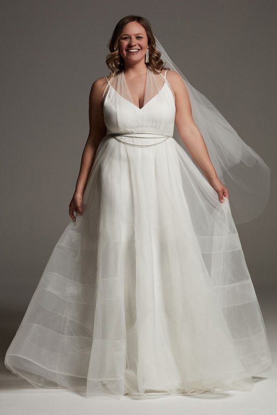 Tiered Halter Plus Overdress Wedding Dress 8VW351565
