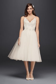 Short Tulle V-Neck Wedding Dress MS251160