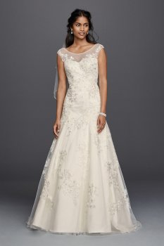 Jewel Tulle Aline Wedding Dress with Lace Applique WG3756