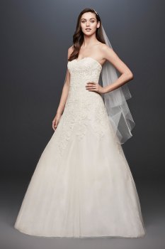 Soft Tulle Wedding Dress with Leaf Lace Applique Collection OP1338
