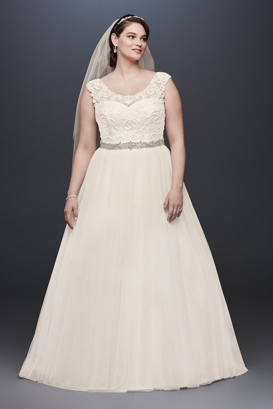 Plus Size Wedding Dress with Illusion Neckline Collection 9NTWG3741 [9NTWG3741]