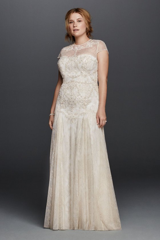Wedding Dress with Cap Sleeves 8MS251136 [8MS251136]