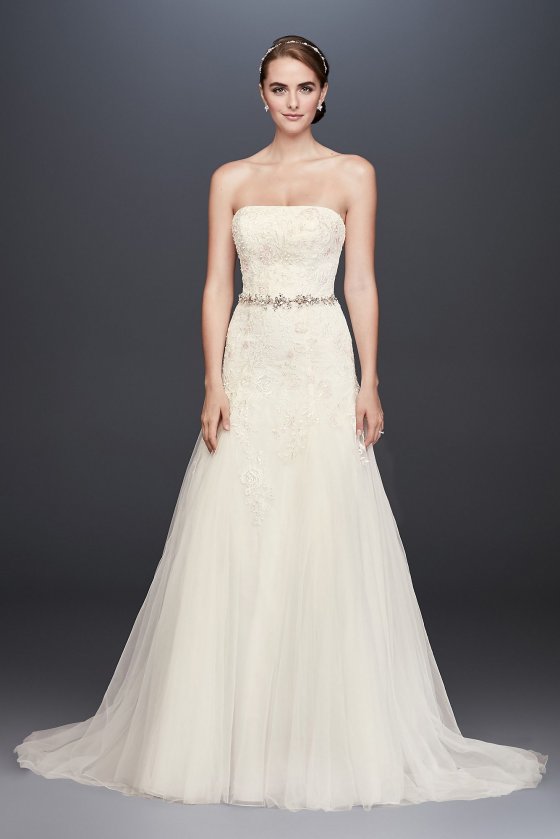 Lace-Appliqued Tulle A-Line Wedding Dress Collection WG3862 [WG3862]