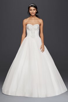 Strapless Tulle Ball Gown with Beaded Lace Bodice Collection NTWG3804