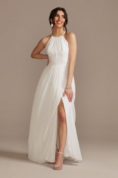 Chiffon A-Line Wedding Dress with Tie Back DB Studio SDWG0989