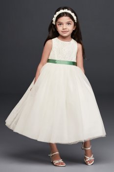 Lace and Mesh Tank Flower Girl Dress OP222