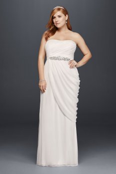 Sheath Plus Size Wedding Dress with Beaded Details 9SDWG0417