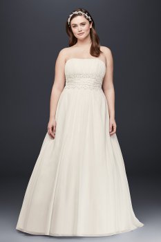 Chiffon A-line Plus Size Wedding Dress with Beads Collection 9NTV9743