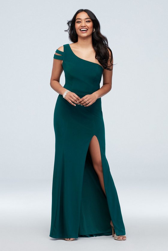 Sexy 2451XD Style Banded Asymmetric Sleeve Stretch Jersey Gown [MR2451XD]