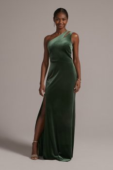 Cutout One-Shoulder Velvet Gown with Skirt Slit DB Studio WBM2798V1
