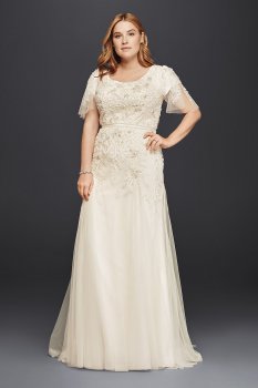 Plus Size Modest Wedding Dress with Floral Lace 8SLMS251111