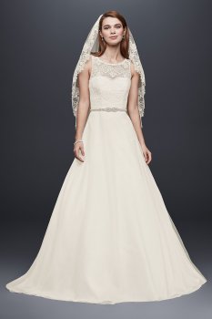 Illusion Lace Tank Wedding Dress with Tulle Skirt Collection WG3711