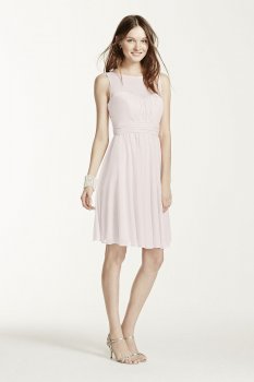 Short Mesh Dress with Sweetheart Illusion Neckline F15701