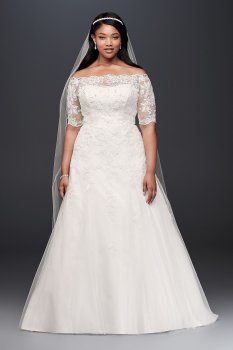 Jewel 3/4 Sleeve Plus Size Wedding Dress Jewel 9WG3734