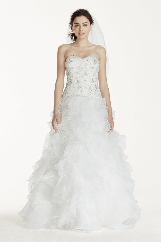 Jewel Organza Wedding Dress with Ruffled Skirt Jewel WG3752