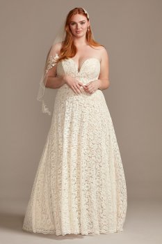 Plunge Lace Plus Size Wedding Dress 9WG3993