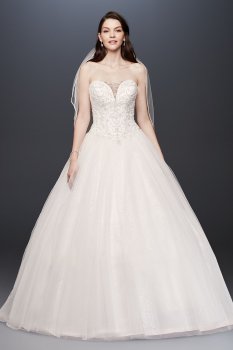 Beaded Illusion Bodice Ball Gown Wedding Dress Collection V3849