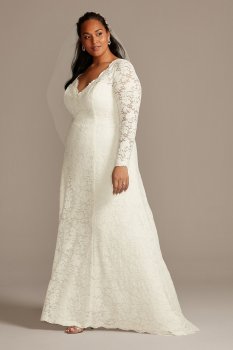 Plus Size 9WG3987 Style Lace Open Back Wedding Dress for Brides