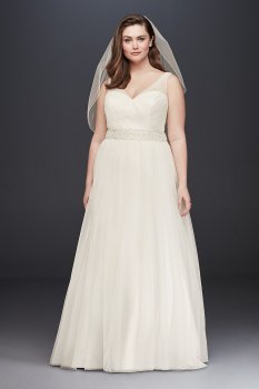 Tulle A-Line Plus Size Wedding Dress with Beading Collection 9V3852