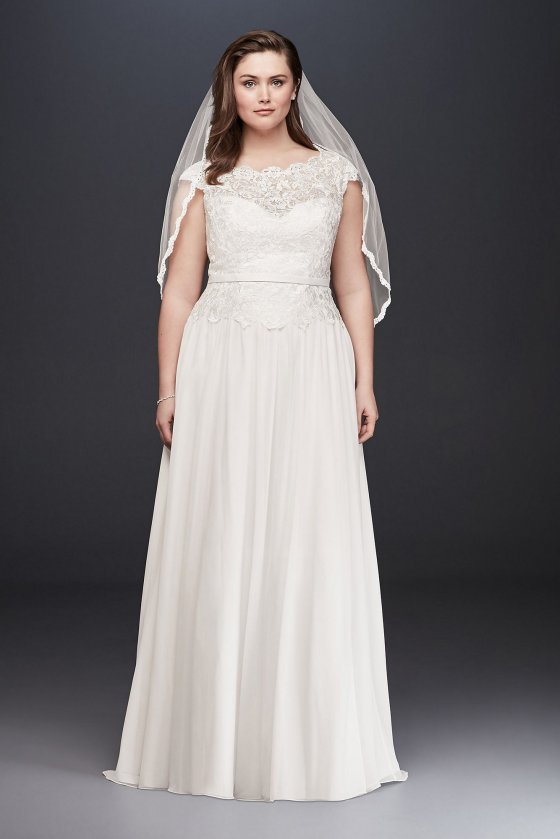 Illusion Lace and Chiffon Plus Size Wedding Dress Collection 9WG3851 [9WG3851]