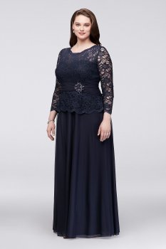 Glitter Lace Dress with Long Sleeves 757727D