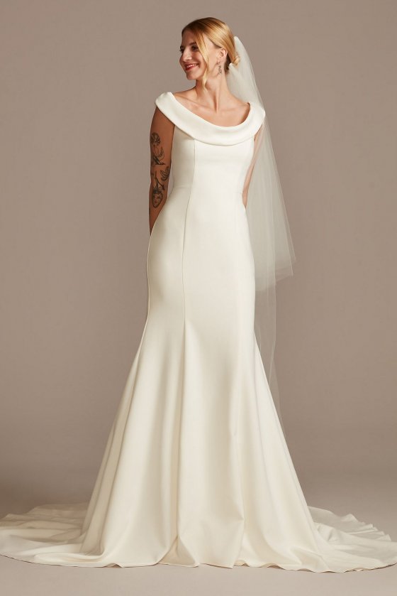 Crepe Off-the-Shoulder Tall Mermaid Dress David's Bridal 4XLWG4013 [4XLWG4013]