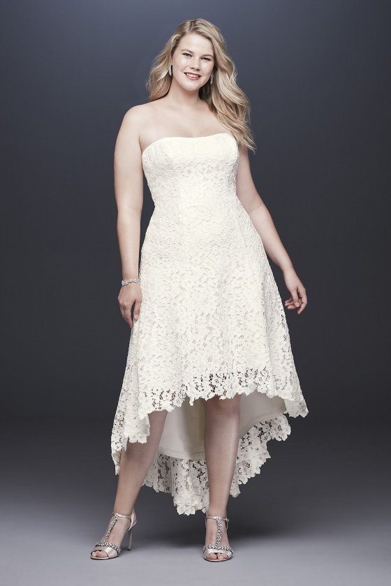 High-Low Tea-Length Lace Plus Size Wedding Dress 9WG3925 [9WG3925]