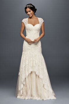 Tiered Lace Mermaid Wedding Dress with Beading MS251175