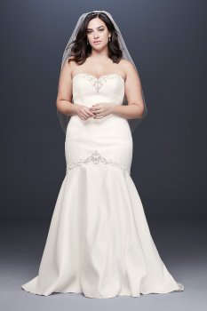 Beaded Satin Mermaid Plus Size Wedding Dress 9WG3962