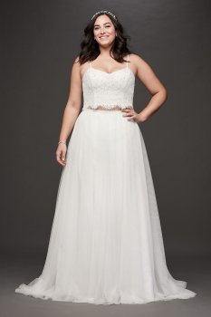 Lace and Tulle Two-Piece Plus Size Wedding Dress 9WG3952