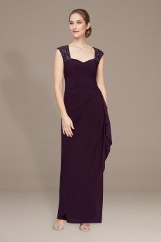 Petite Embellished Sleeve Dress with Tulip Skirt Alex Evenings 82351552