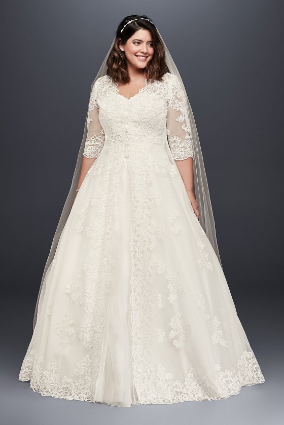 Organza Plus Size Wedding Dress with Long Jacket Collection 9WG3899 [9WG3899]