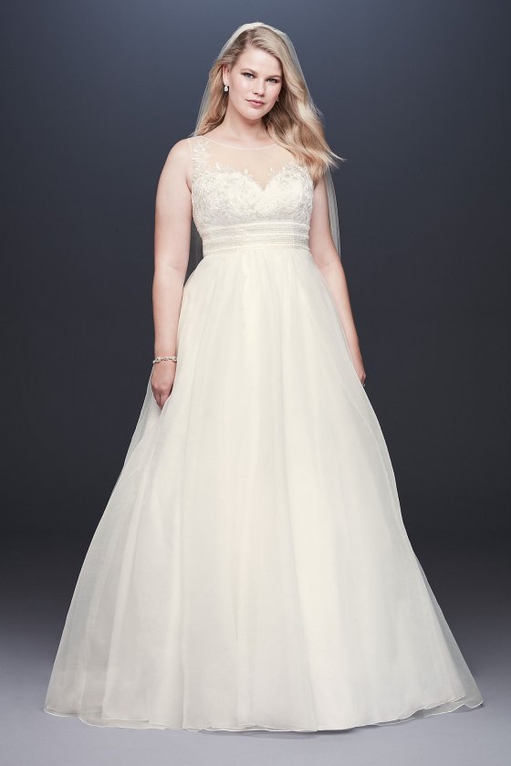 Appliqued Organza A-line Plus Size Wedding Dress Collection 9WG3944 [9WG3944]