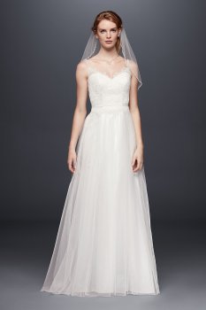 Lace and Tulle Wedding Dress with Beaded Straps WG3834