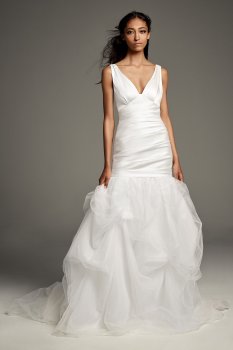 Mikado Wedding Dress with Tossed Tulle Skirt VW351458