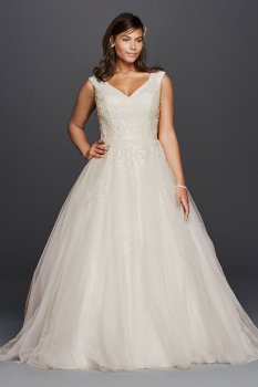 Plus Size Tank Tulle Wedding Dress with Lace Jewel 9WG3797