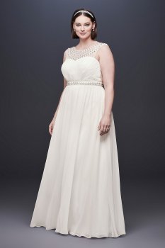Beaded Plus Size Wedding Dress with Illusion Mesh 184645DBW