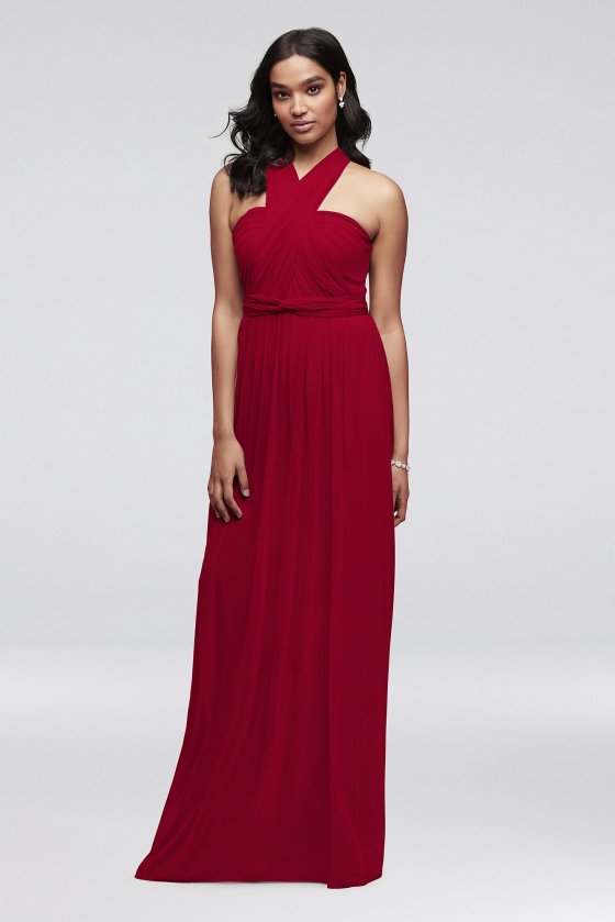 Style-Your-Way 6 Tie Long Mesh Bridesmaid Dress F19515 [F19515]