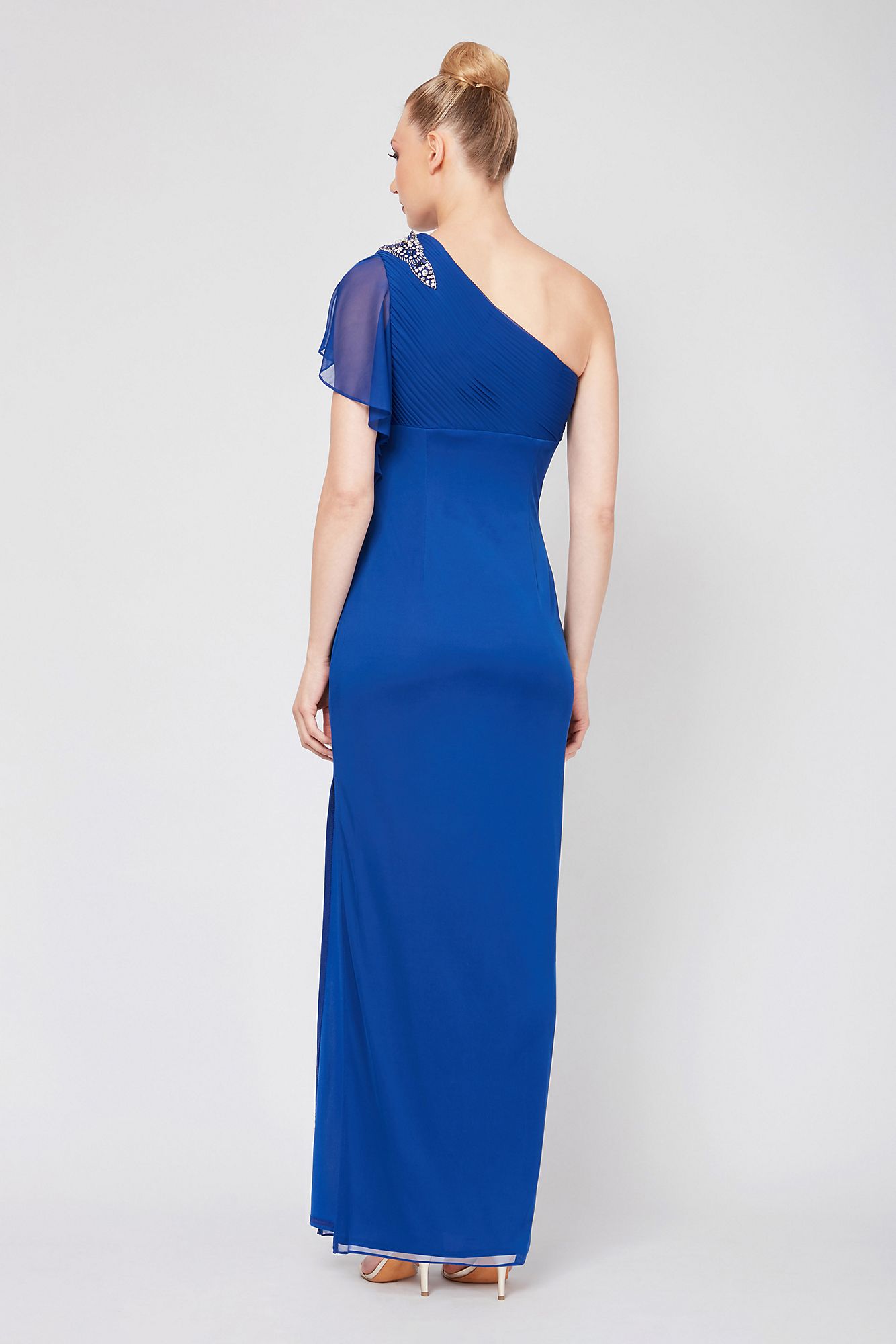 Elegant New 7132132 One-Shoulder Ruched Sheath Dress with Embellishment