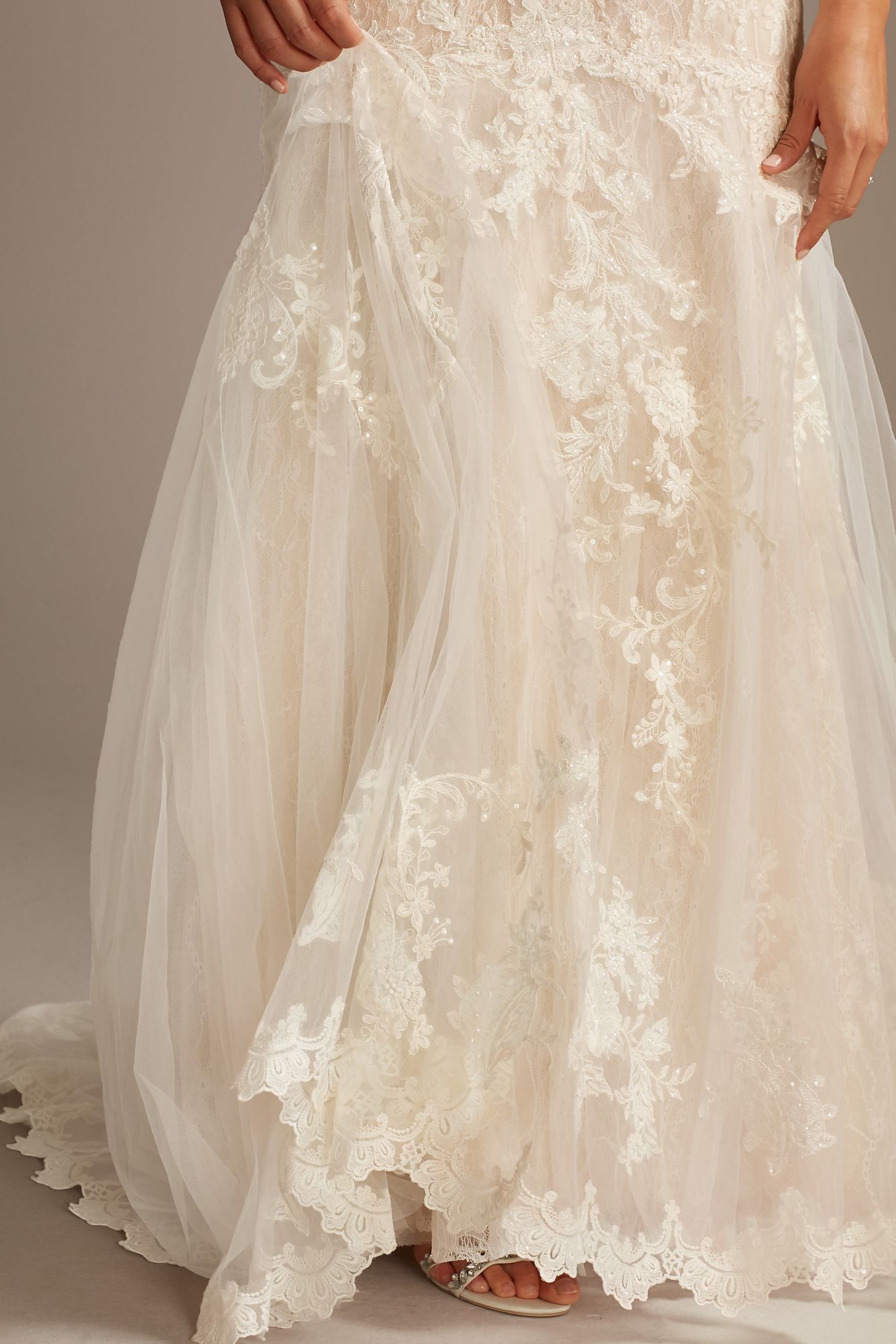 Plus Size Layered Lace Mermaid Wedding Dress Style 9WG3988