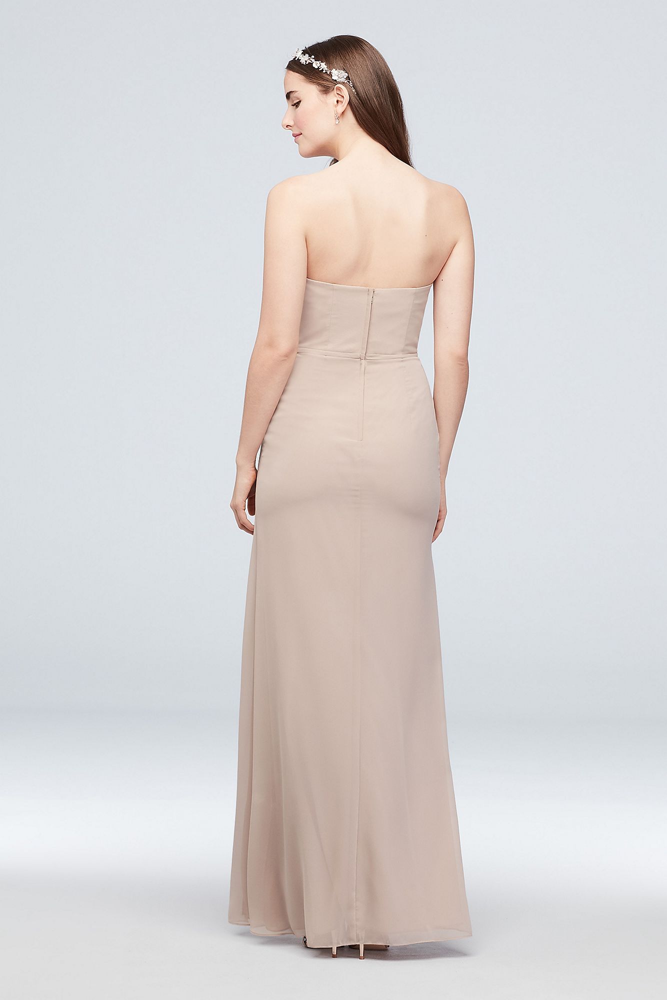 Extra Length 4XLF20013 Strapless Pleated Bridesmaid Dress with Cascade