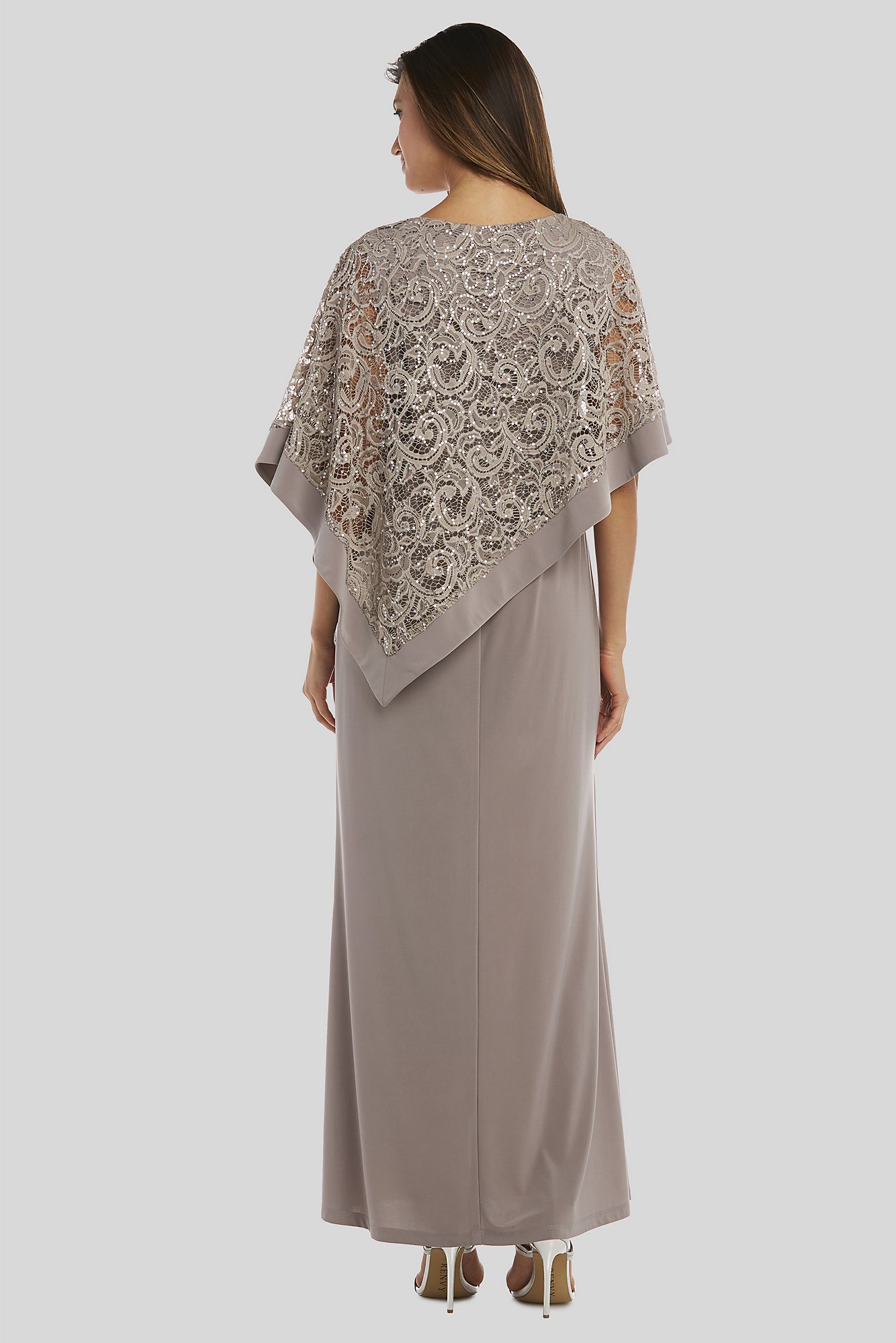 Jersey Sheath Gown with Sequin Lace Capelet 5239 RM Richards