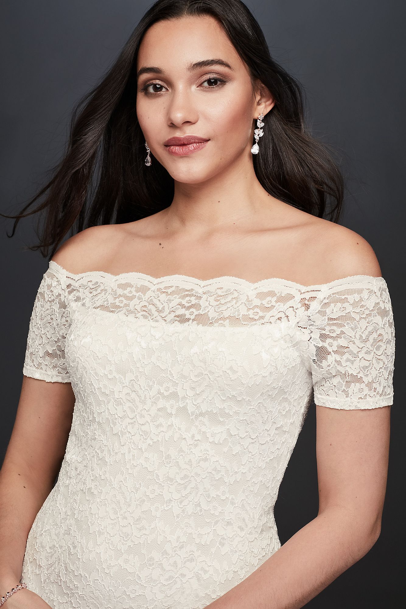 Short Sleeves Off the Shoulder Lace Mini Dress Style 650605