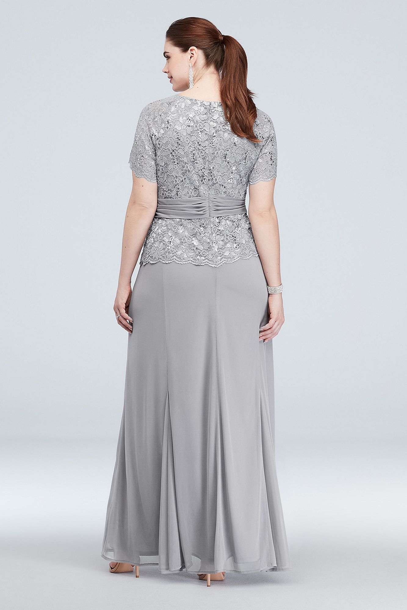Short Sleeve Long Chiffon and Lace Mother of the Bride Dress 850223