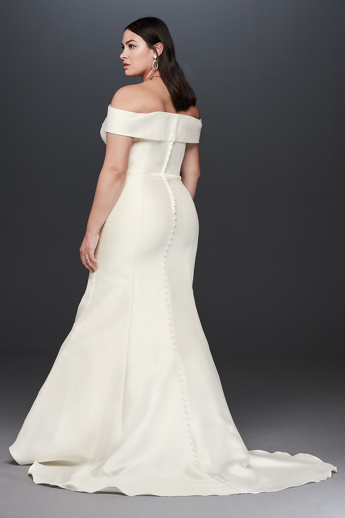 Plus Size 9WG3880 Off-the-Shoulder Mikado Wedding Dress