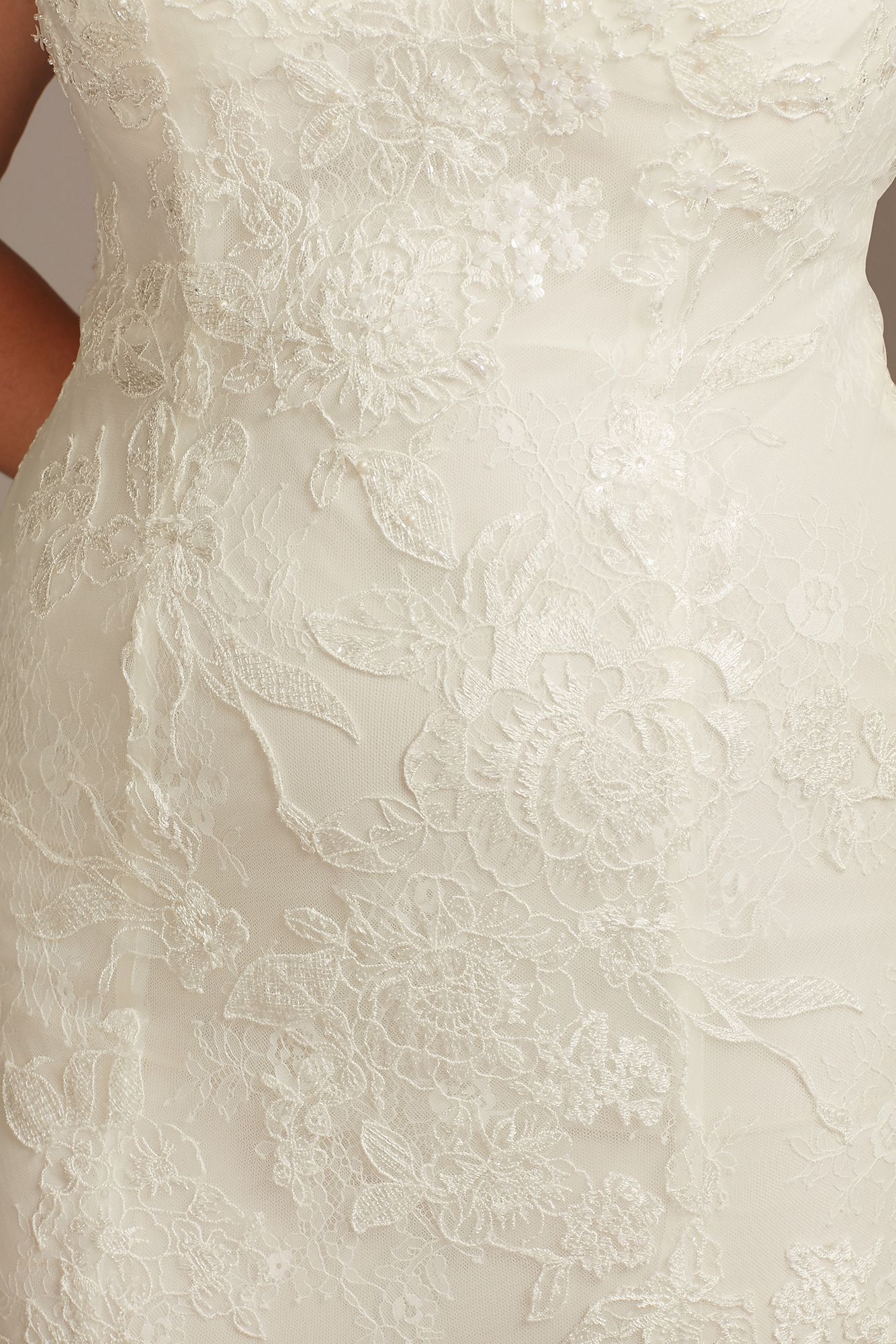 New Style Plus Size Floral Applique Spaghetti Mermaid Wedding Dress 9WG3981