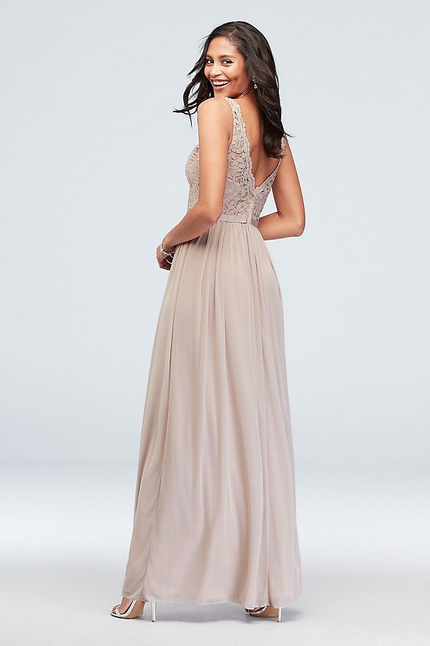 Full Length A-line V-neck F20057 Style Bridesmaids Dress with Front Slit